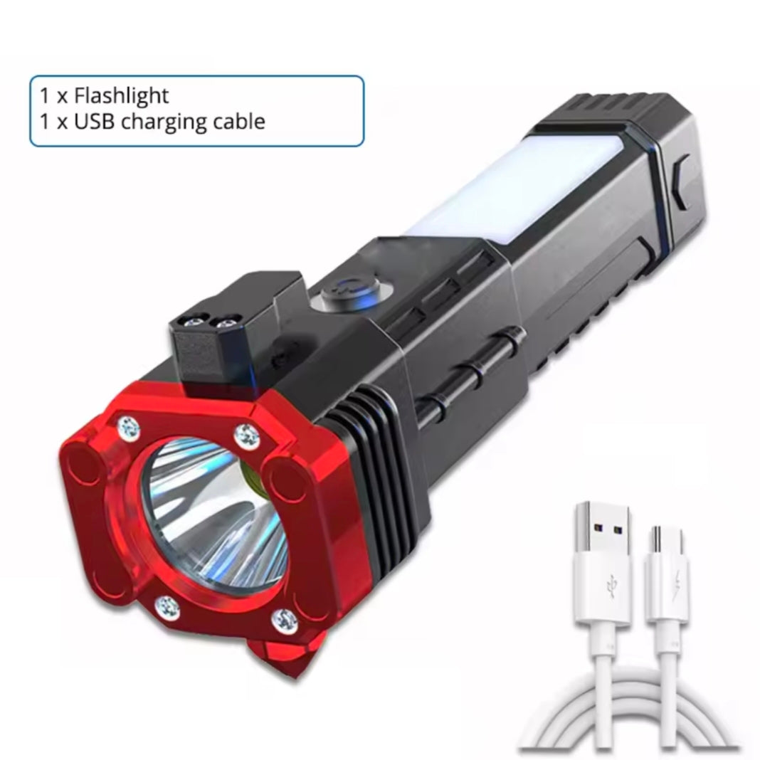Car Safety Hammer with Flashlight LED Multi-Function Flashlight Emergency Car Escape Tool Window Glasses Breaker Seatbelt Cutter
