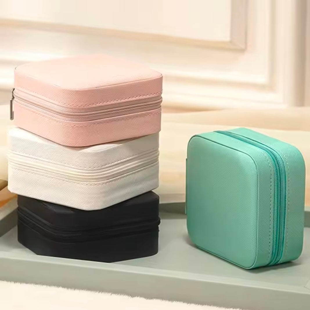 Portable Mini Jewelry Storage Box Travel Organizer Jewelry Case Leather Storage Earrings Necklace Ring Jewelry Organizer Display