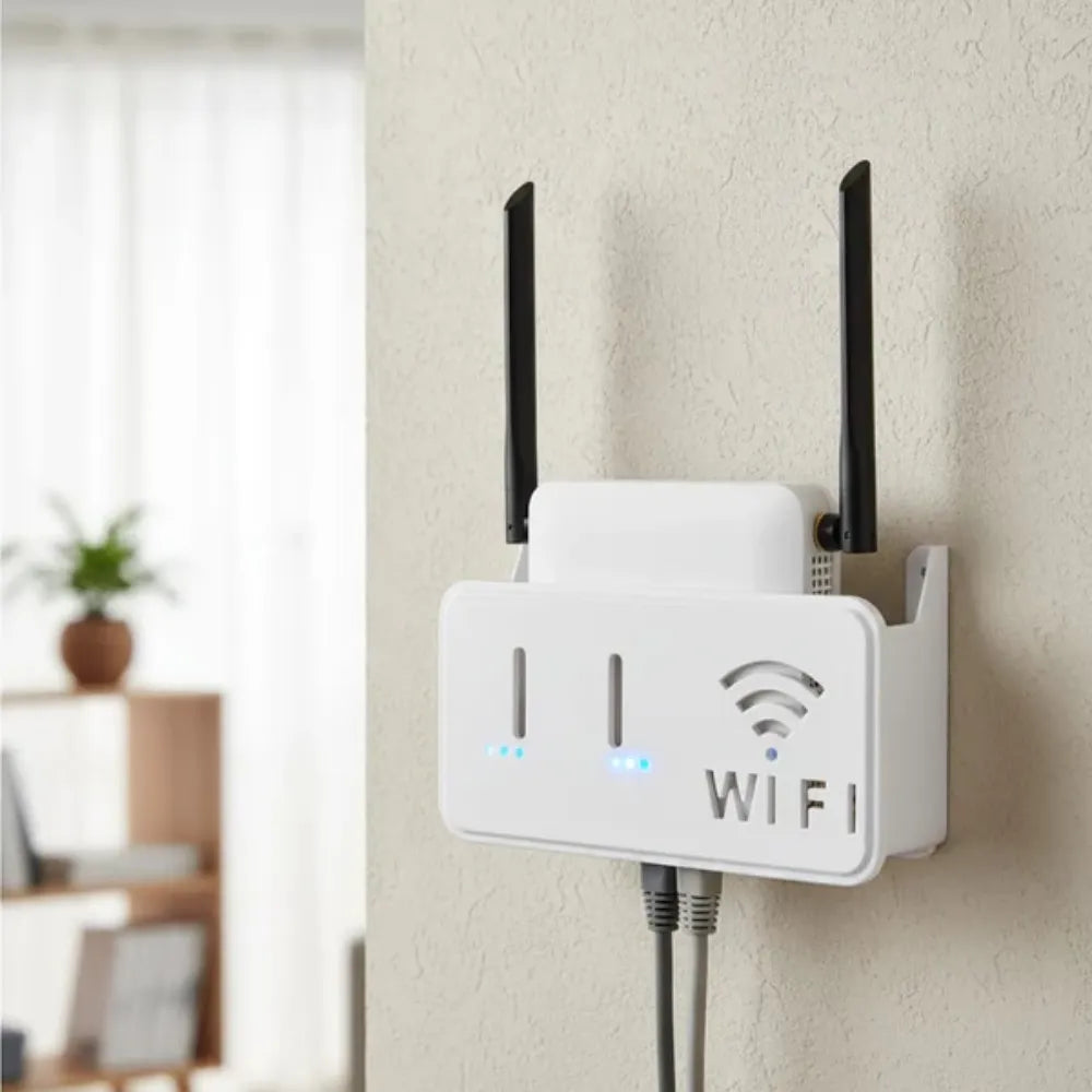 Wall-Mounted Wireless Router Storage Box & Cable Organizer