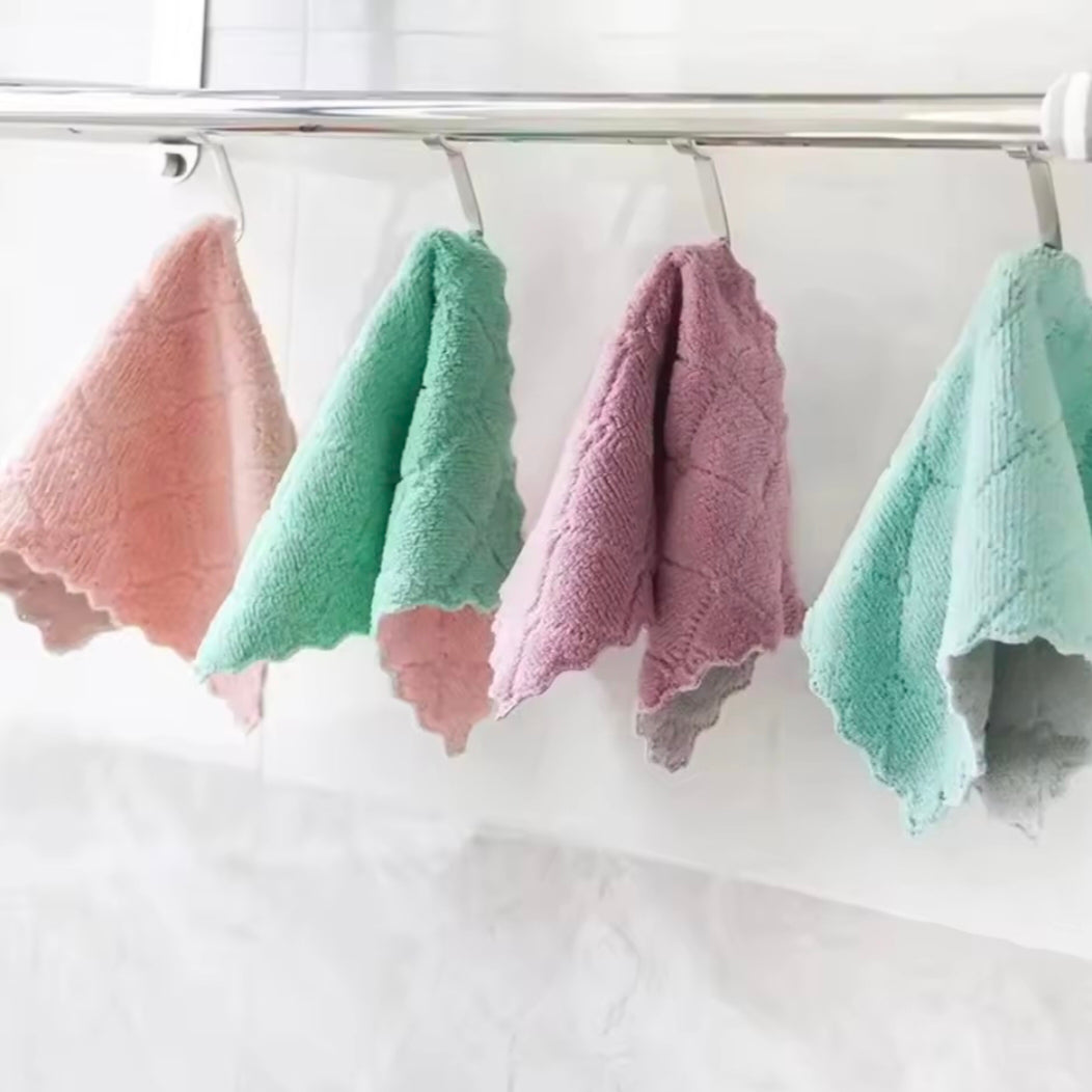 10pcs Microfiber Towel Absorbent Kitchen Cleaning Cloth Non-stick Oil Dish Towel Rags Napkins Tableware Household Cleaning