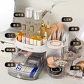 360 Degree Rotating Makeup Brushes Organizer Desk Organizer Cosmetic Storage Box with Drawers Large Capacity Storage Basket