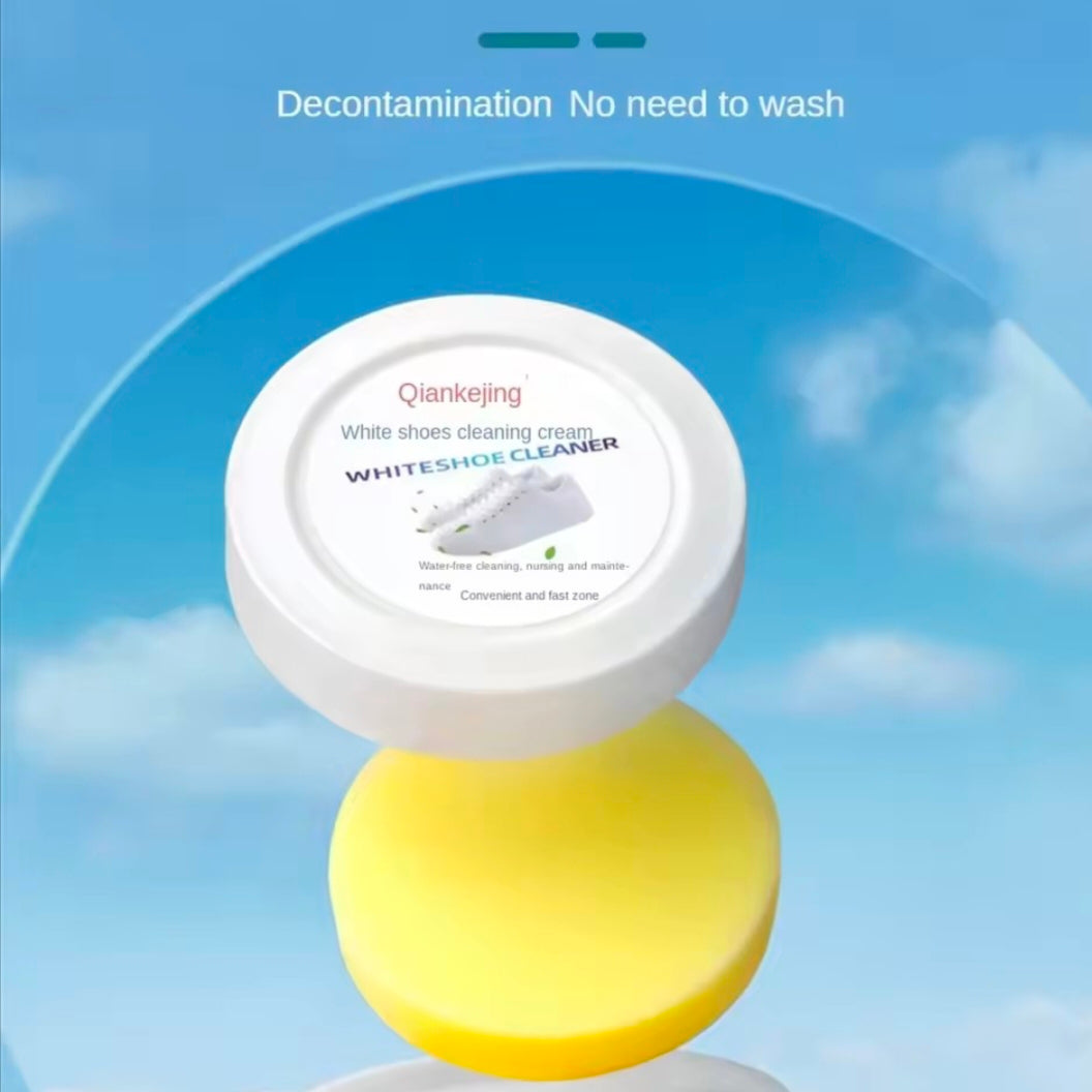 White Shoes Cleaning Cream 120g Stains Remover Whitening Formula Waterless Cleanser for Sneakers Leather Shoes with Wipe Sponge