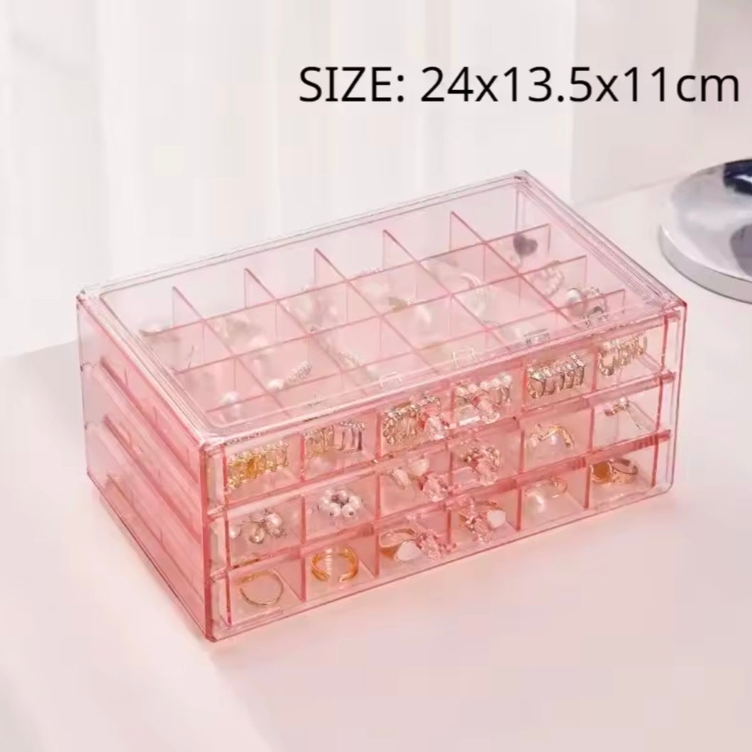 72/120 Grids Jewelry Organizer Display Acrylic Cosmetic Storage Box 3 Layers Organizer Holder Nail Ring Earring Drawer Container