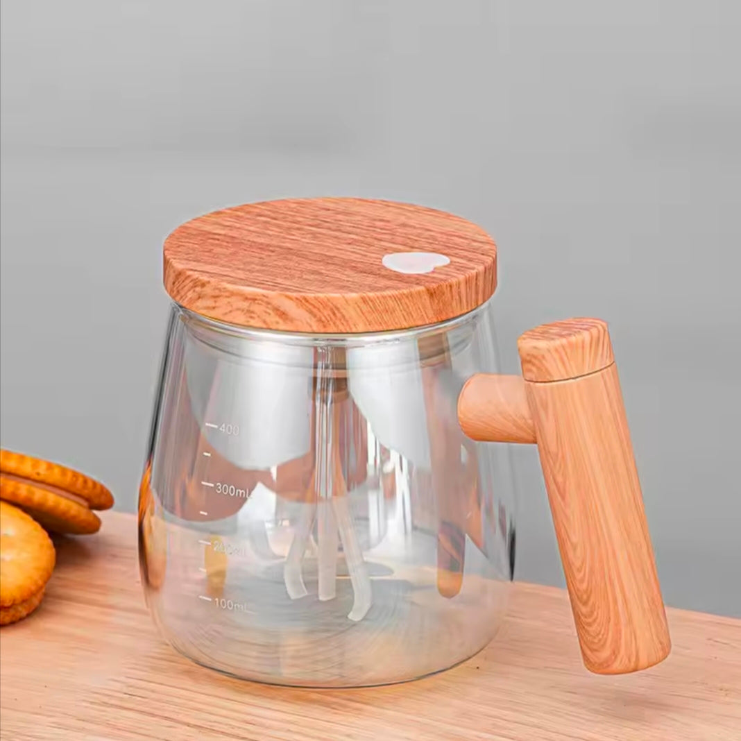 Automatic Electric Coffee Stirring Cup Maple Wood Pattern Shake Cup High Aesthetic Value Breakfast Cup Home Living Goods