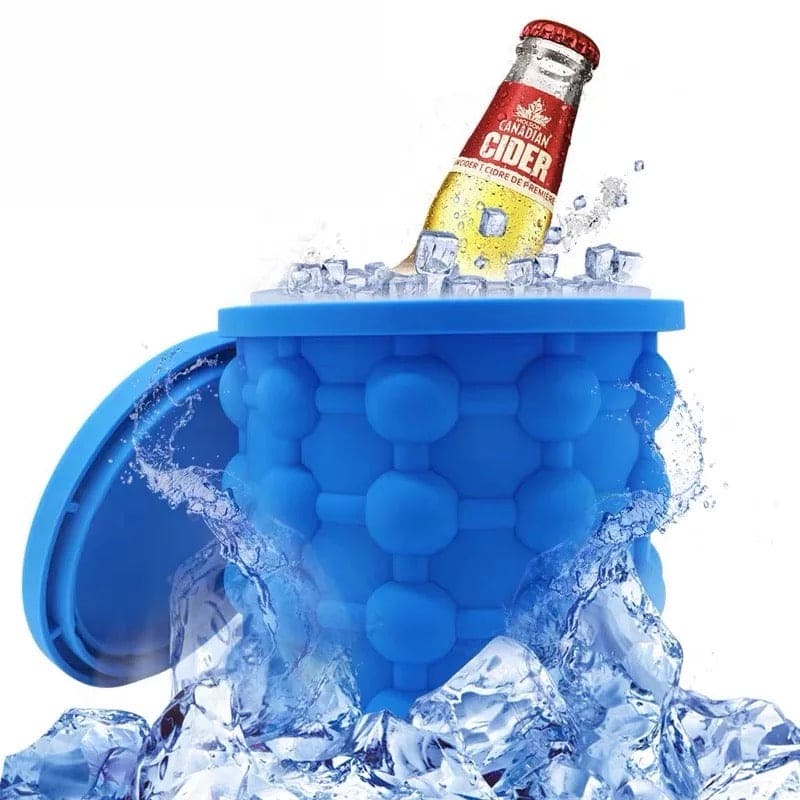 Silicone Ice Cube Maker – Portable Ice Ball Bucket with Lid