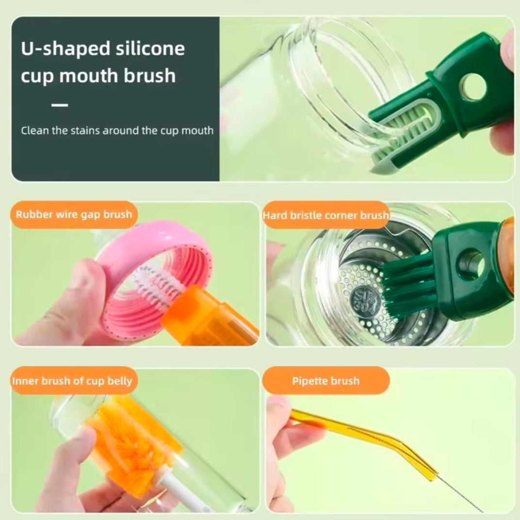 5 in 1 Mother- Child Baby Bottle Cup Cleaning Brush Feeding Clean Tool Set Water Bottle Cleaning Brush