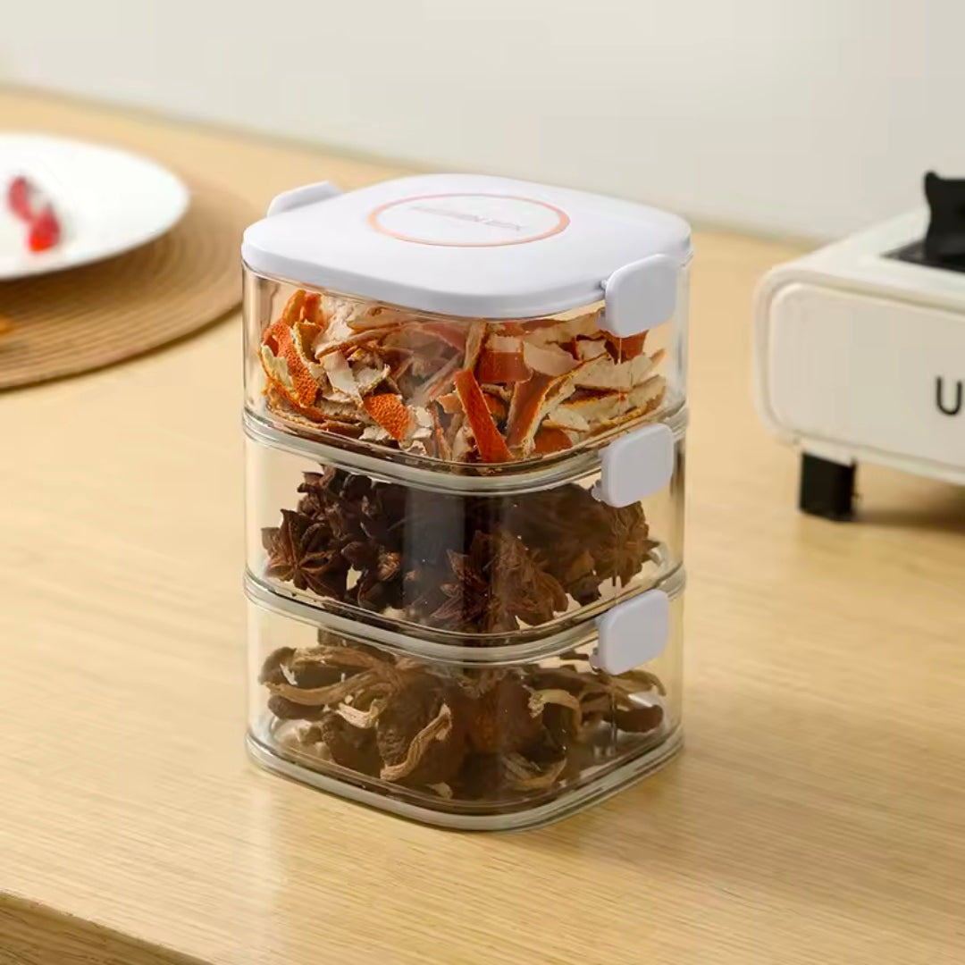 Stackable Airtight Spice Containers with Lid PET Material BPA-Free Storage Jar for Kitchen Removable Seasoning Boxes for Spices