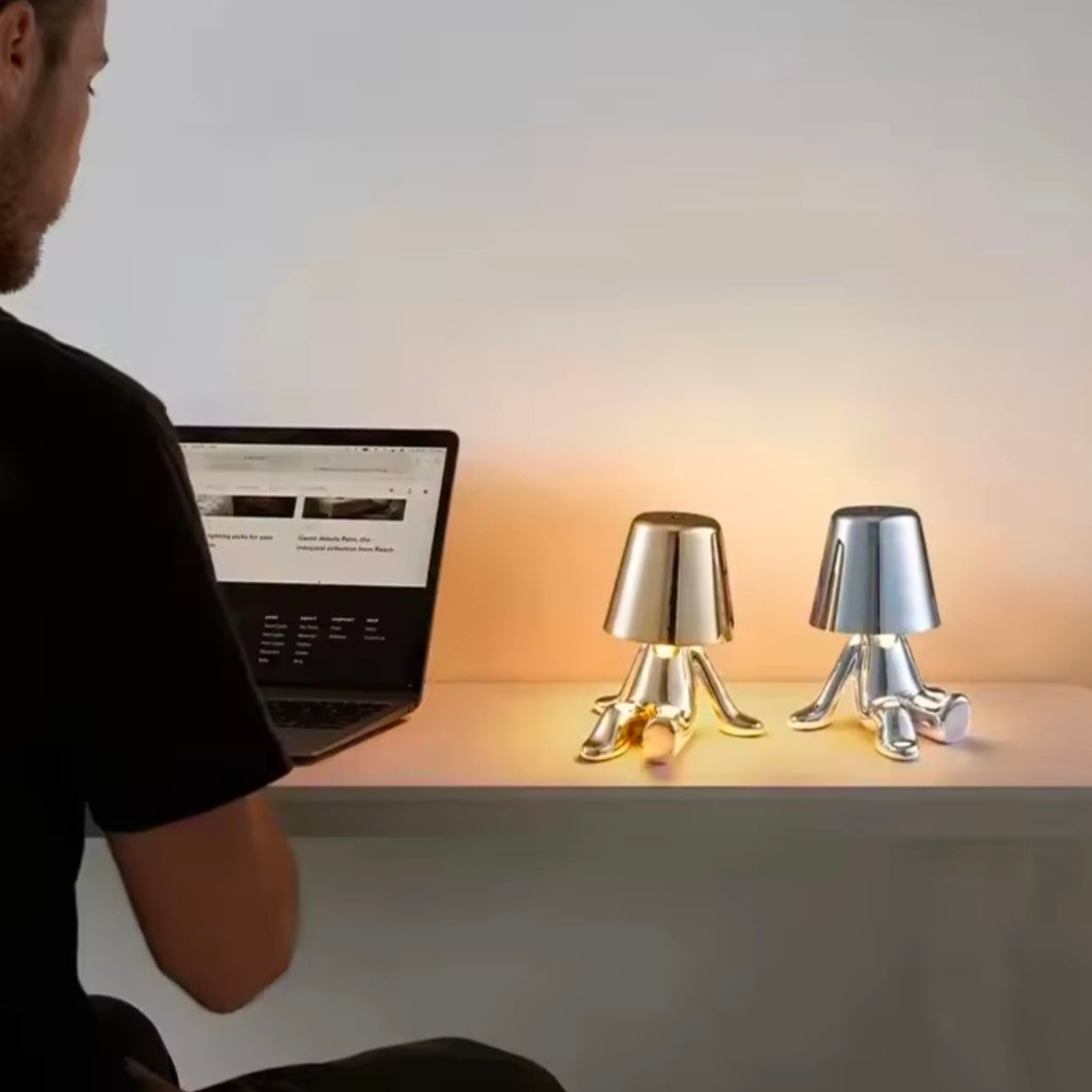 Little Golden Man Table Lamp Living Room Bedside Children's Room Art Decor Night Light Creative Coffee Shop Bar Desk Lamps