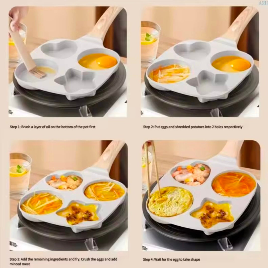 Frying Pan Nonstick Grill Pan 4- Cup Egg Frying Pan for Gas Stove and Induction Cookware