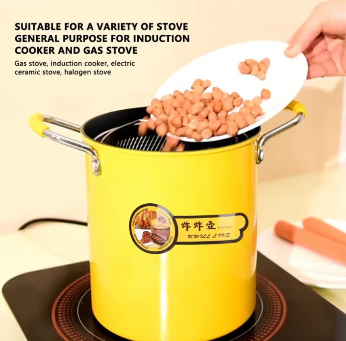 3L Mini Fryer Pot Stainless Steel Japanese Frying Pot With Oil Filter Rack Lip for Home Kitchen Fryer Pot Frying Pan