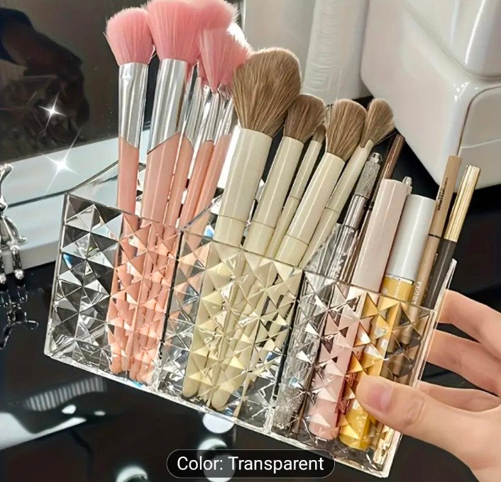 Transparent Acrylic Cosmetic Storage Box Beauty Egg Makeup Brush Holder Desktop Organizer for Eyebrows pencil powder Brush