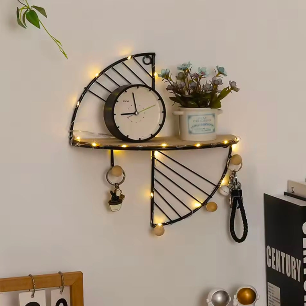 Modern Minimalist Creative Semi-Circular Rectangular Wall Shelf Living Room Office Color Wrought Iron Storage