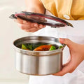 Stainless Steel Sealed Soup Bowl With Lid Circular Lunch Box Portable Camping Storage Box Lunch Box Large Capacity