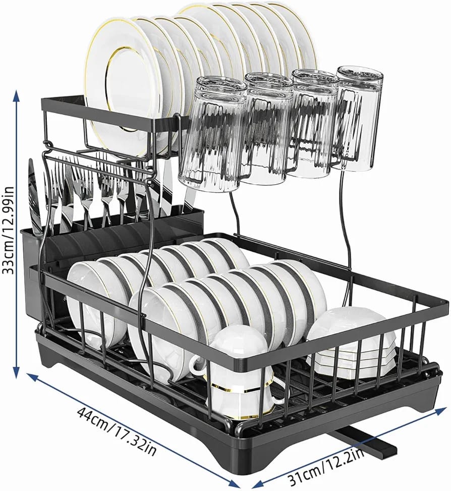Dish Rack with Drip Tray – Efficient Kitchen Cutlery Organizer