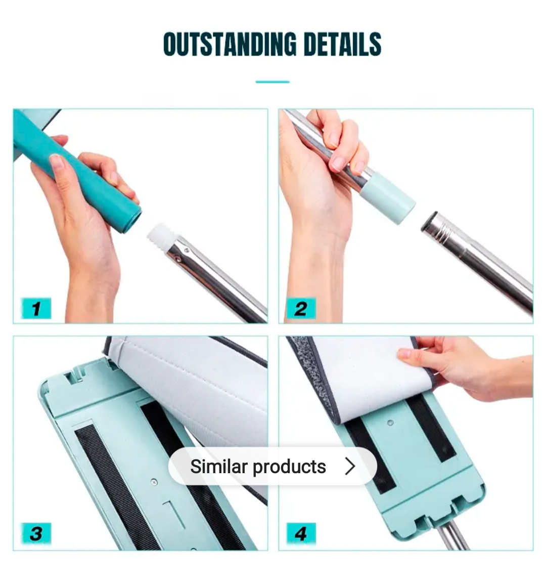 Flat Squeeze Mop With Bucket Hand Free Wringing Floor Cleaning Mop Microfiber Mop pads Wet or Dry Usage on Hardwood Fool