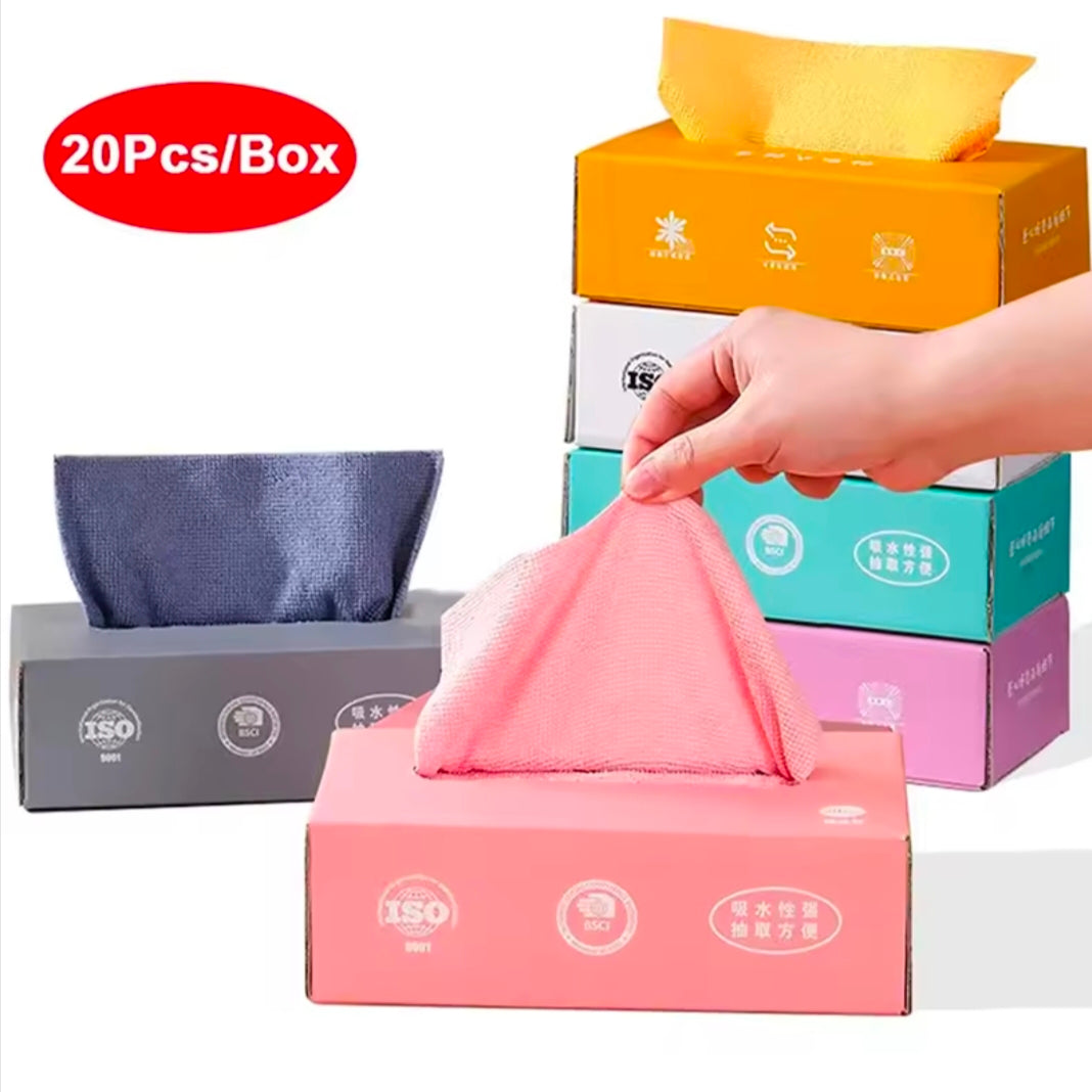 20 Pcs Lazy Rag Cleaning Cloths Ultra Absorbent Reusable Non-stick Degreasing Quick Drying Versatile Cloths Kitchen Cleaning