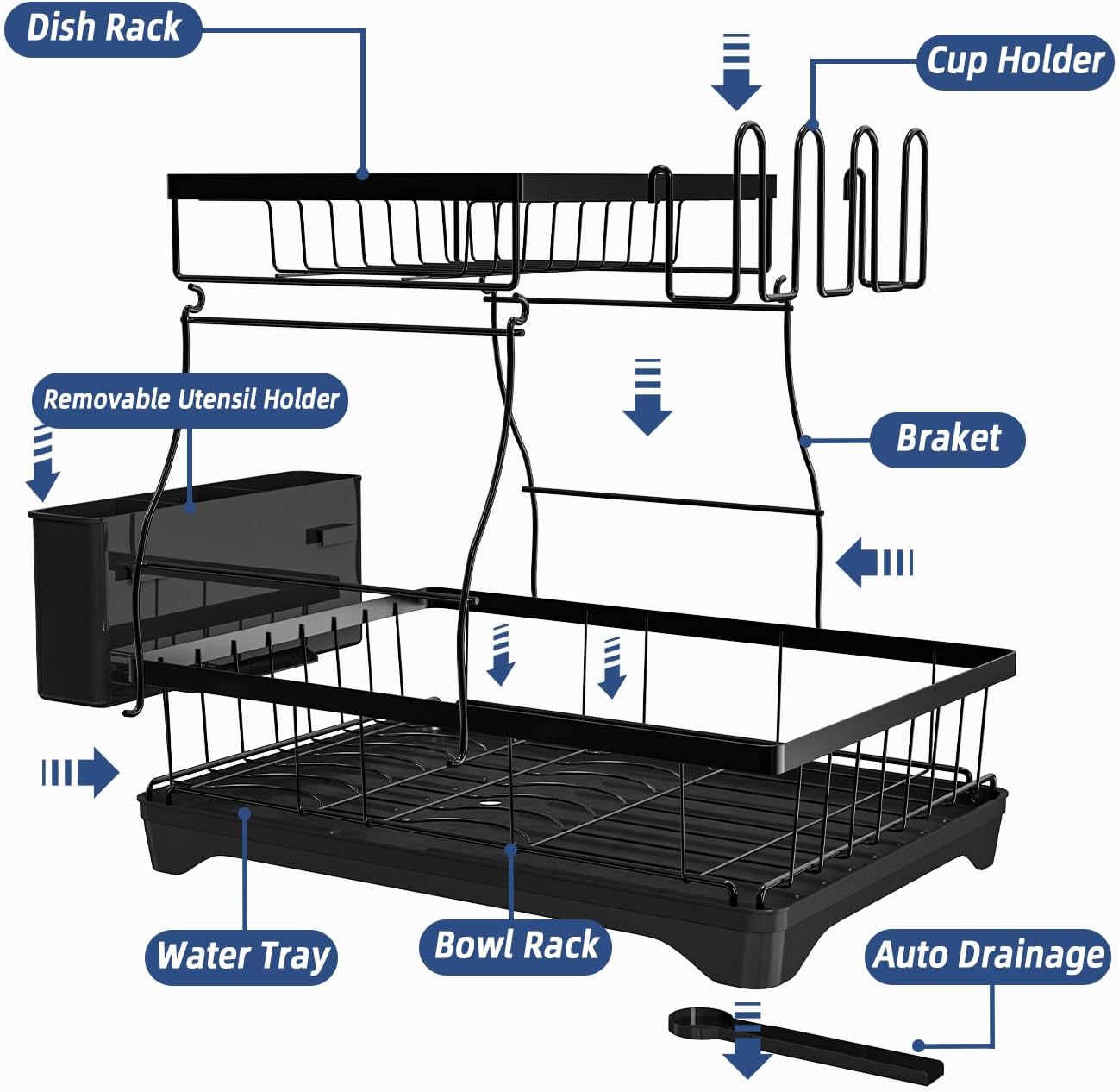 Dish Rack with Drip Tray – Efficient Kitchen Cutlery Organizer