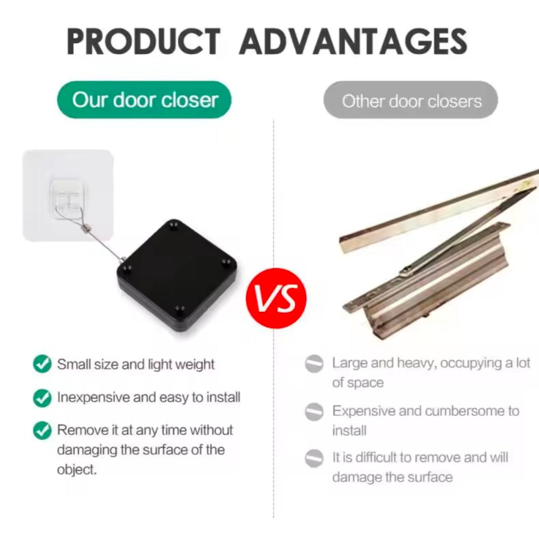 1pc Black Punch Free Automatic Sensor Door Closer Automatic Shutdown Device Non Punching Telescopic Sliding Door Device