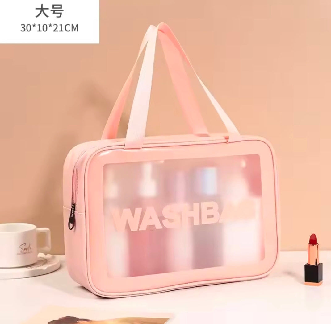 Portable Makeup Bag Large Capacity Make Up Brushes Lipstick Powder Travel Cosmetics Storage Toiletry Bag Waterproof Transparent