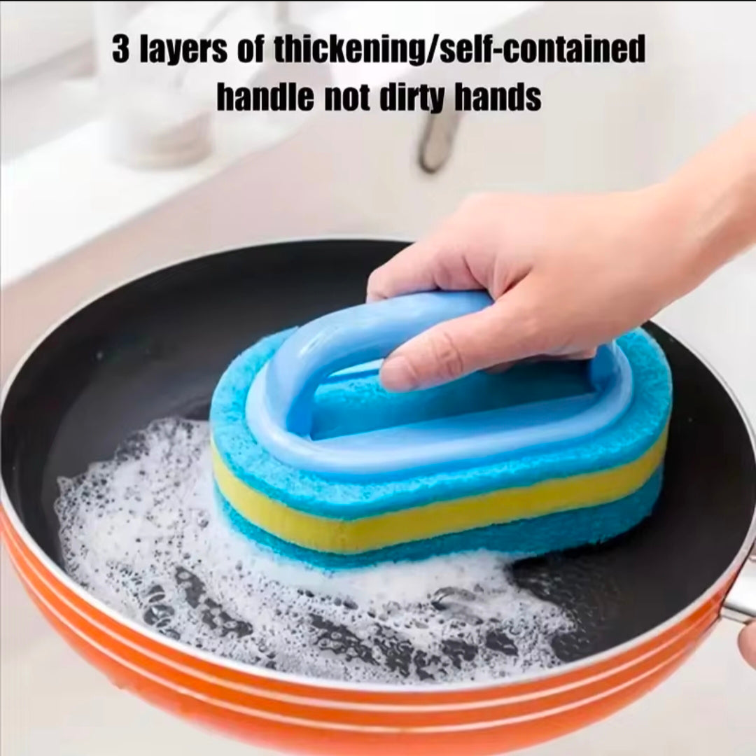 Scrub Brush With Handle Multi Surface Sponge Cleaner for Bathtub Tile kitchen Bathroom Heavy Duty Cleaning Tool