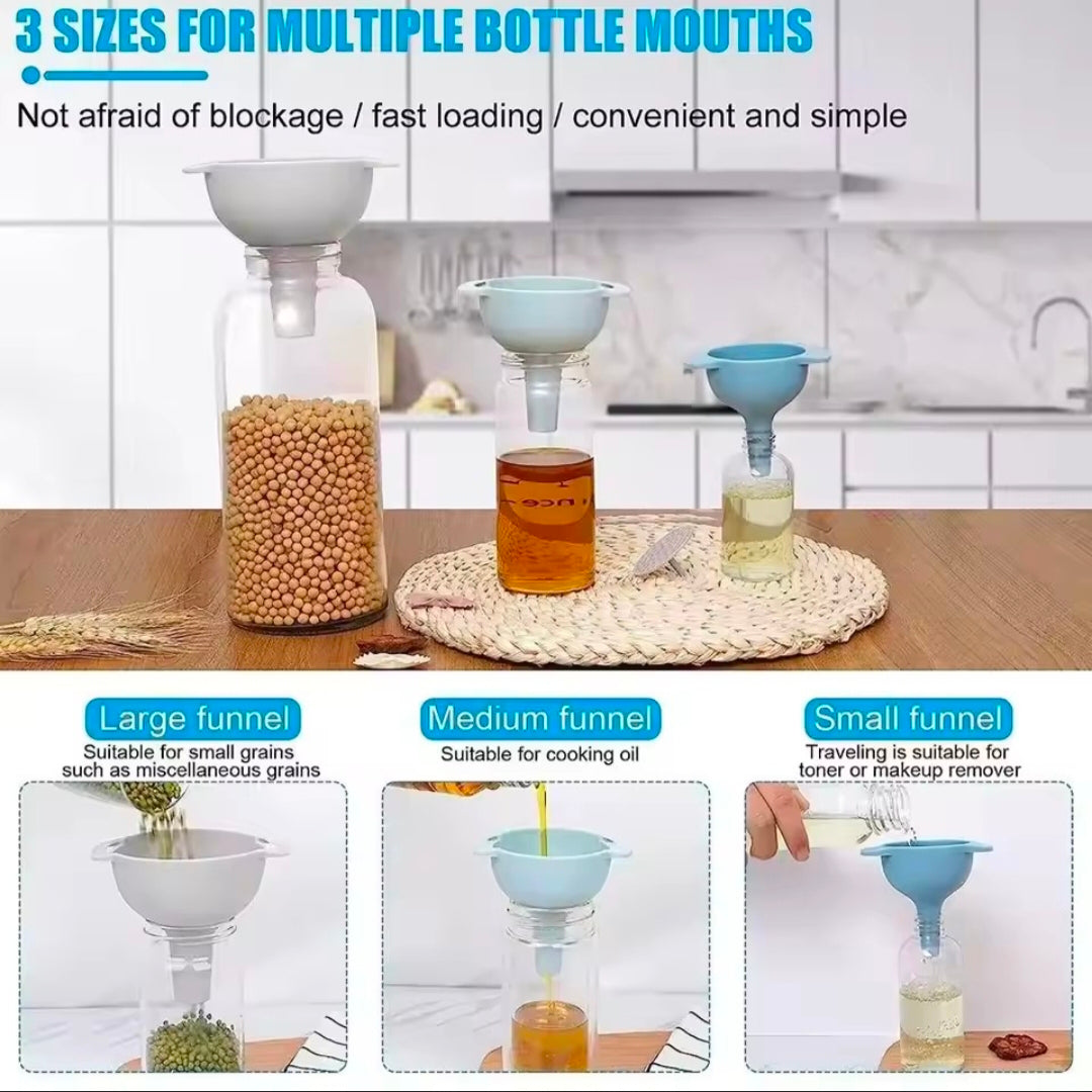 Multifunctional 4 in 1 kitchen Funnels Set With Strainer Filter Detachable Oil Funnel Food Grade Plastic Condiment Funnels