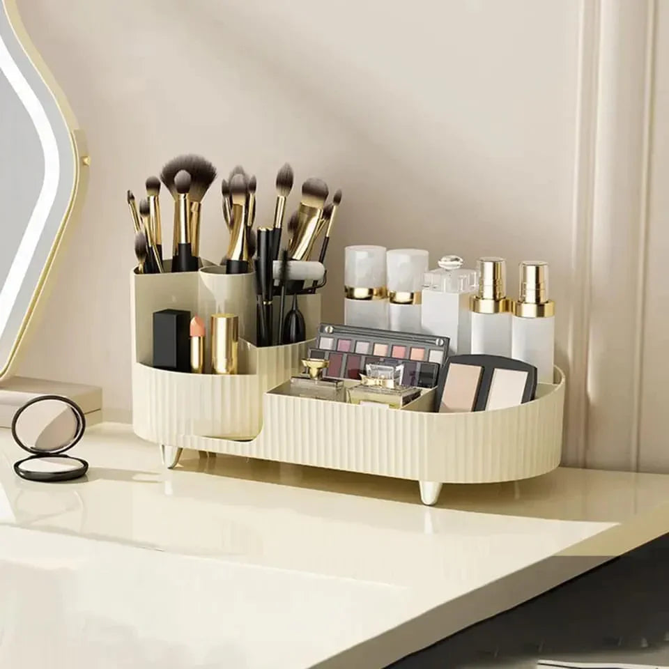 Rotating Makeup Organizer – Clear, Adjustable, Compact
