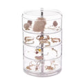 Rotating Jewelry Storage Box Makeup Storage Rack Bracelet Earring Round Plastic Organizer Boxes Holder Display Rack With Cover