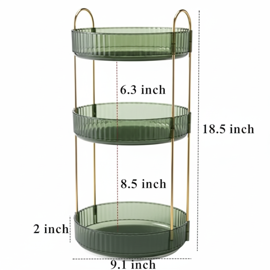 Cosmetic Organizer 360 Degree Rotating Cosmetic Storage Rack Adjustable Cosmetic Storage Display Case Space-Saving Home Storage
