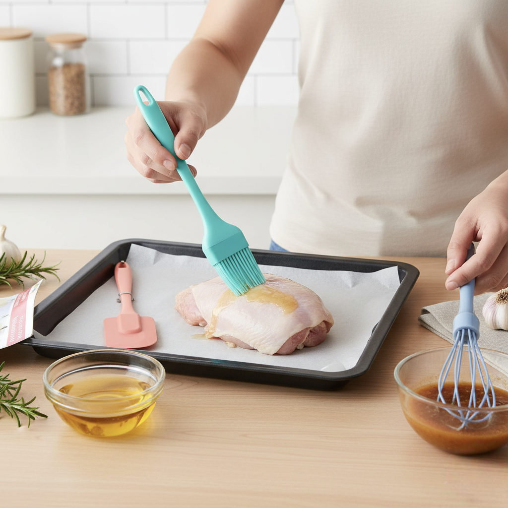 Baking Tools Silicone Spatula Egg Whisk Home Day Cream Scraper Silicone Pastry Brush Kitchen Accessories (3Pcs) Set