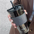 450ML High Beauty Wind Bamboo  Glass Cup Summer Straw Large Capacity Women's Straw Cup