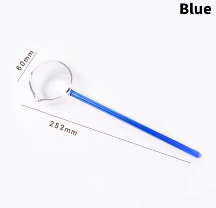 Borosilicate Glass Spoon With Long Handle Transparent Heat Resistance Sauce Soup Spoon With Spout Dessert Spoon Kitchen Bar party