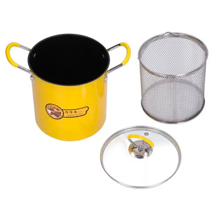 3L Mini Fryer Pot Stainless Steel Japanese Frying Pot With Oil Filter Rack Lip for Home Kitchen Fryer Pot Frying Pan