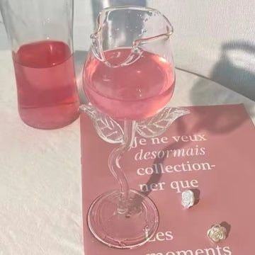 Rose-Shaped Red Wine Glasses Rose Shape Wine Glass With Colored Rose Leaves 150/400ml Rose Shaped Red Wine Goblet Cocktail Cup