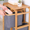 Bamboo Laundry Basket with 3 Collapsible Pull-Out Bags Storage Organizer Laundry Hamper for Bedroom Bathroom Laundry Room