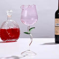 Rose-Shaped Red Wine Glasses Rose Shape Wine Glass With Colored Rose Leaves 150/400ml Rose Shaped Red Wine Goblet Cocktail Cup