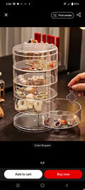 Rotating Jewelry Storage Box Makeup Storage Rack Bracelet Earring Round Plastic Organizer Boxes Holder Display Rack With Cover