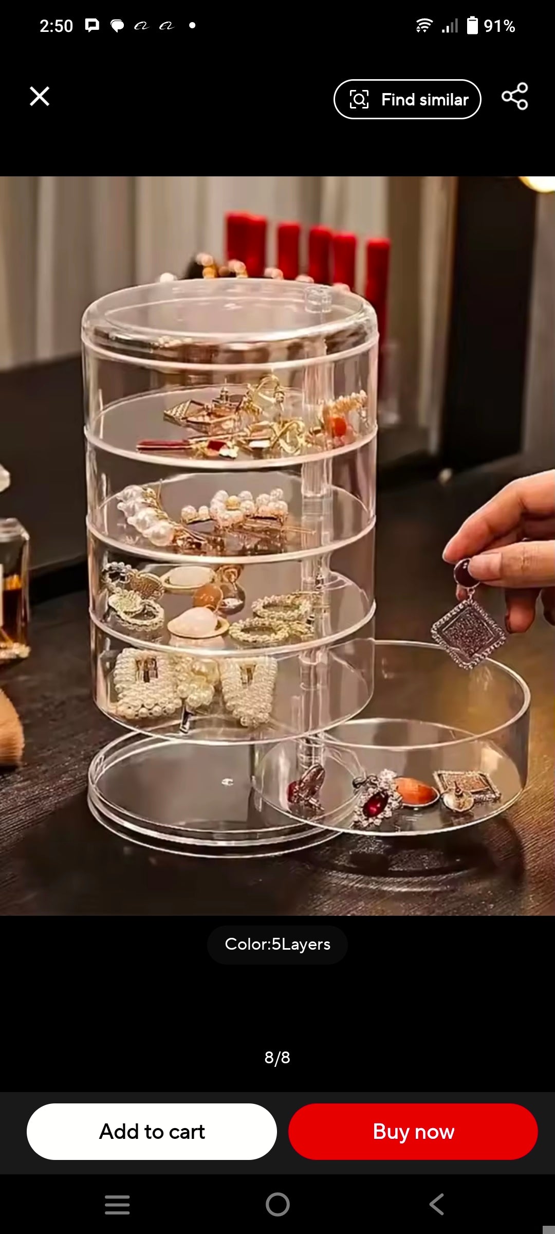 Rotating Jewelry Storage Box Makeup Storage Rack Bracelet Earring Round Plastic Organizer Boxes Holder Display Rack With Cover