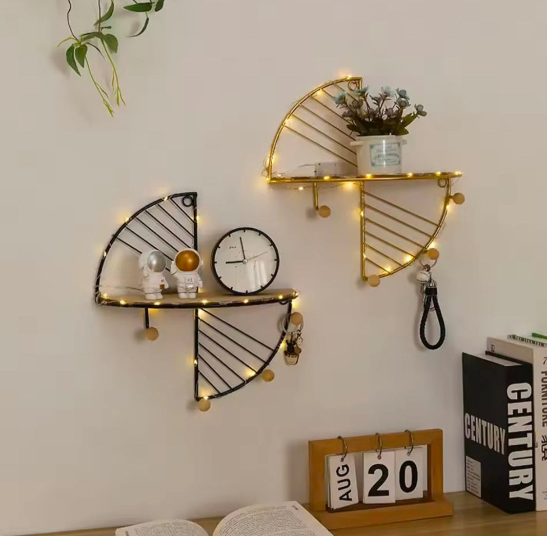 Modern Minimalist Creative Semi-Circular Rectangular Wall Shelf Living Room Office Color Wrought Iron Storage