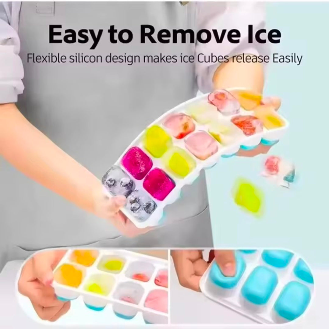 Multi-Colo PP+TPR Ice Cube Trays Reusable food-Grade Molds for Party Decor & Easy Home Storage With Leak-proof Design