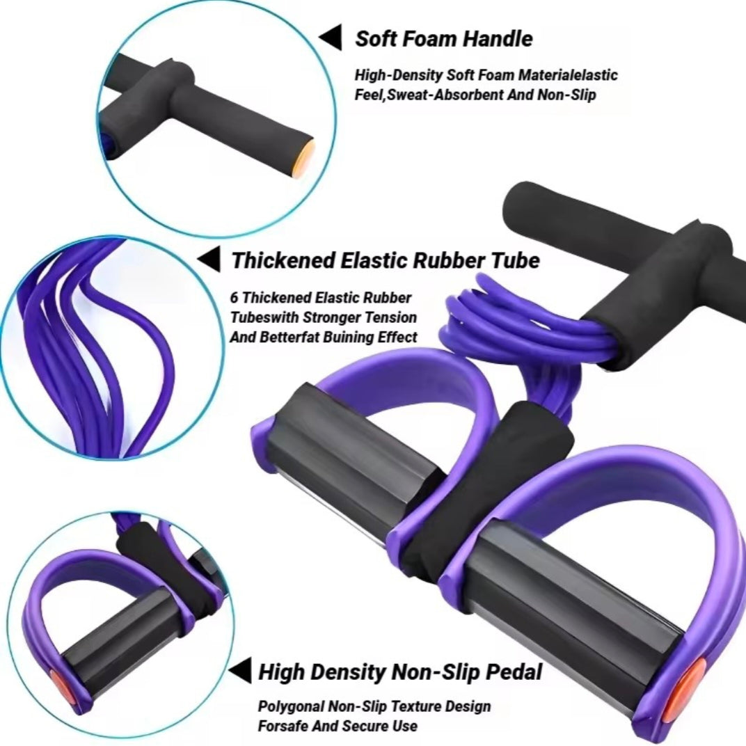 Four-Tube Pedal Tensioner Multi-Functional Household Fitness Equipment Yoga Abdominal Strengthening Elastic Band TensionRope