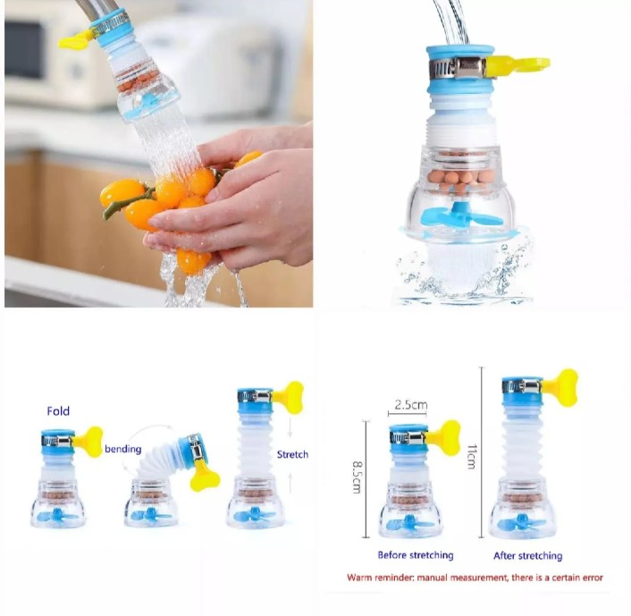 Kitchen Water Filter Splash Tap Water Spray Water Saver Scalable/Rotating/ Folding Faucet Water Filter Telescopic Water-Saving Nozzle With Filter Faucet Fits Standard Faucets No-Leakage