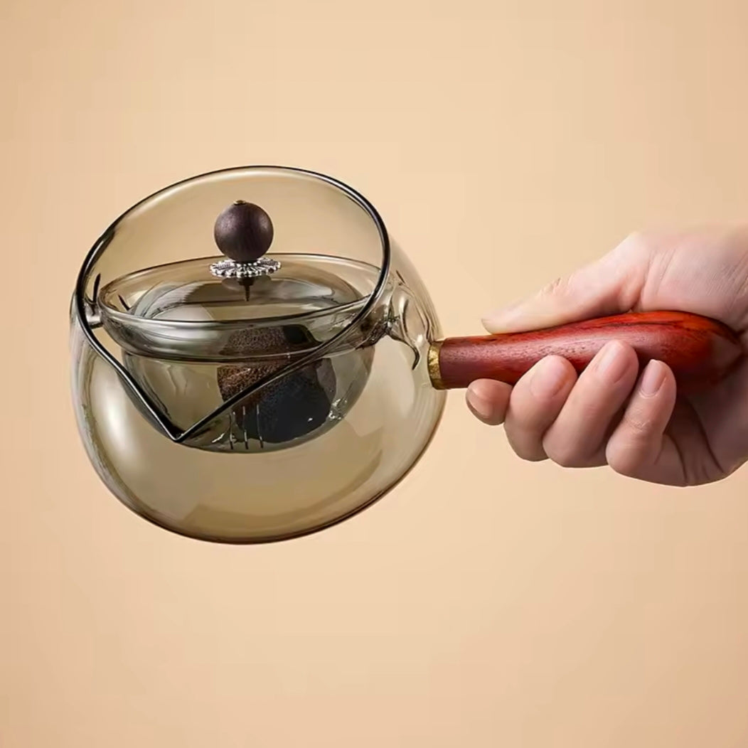 Chinese Tea Ceremony Casual Pot Small Green Orange Boiling Teapot Teapot Chinese Kung Fu Tea Set Side Handle Glass Teapot