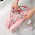 Portable Makeup Bag Large Capacity Make Up Brushes Lipstick Powder Travel Cosmetics Storage Toiletry Bag Waterproof Transparent
