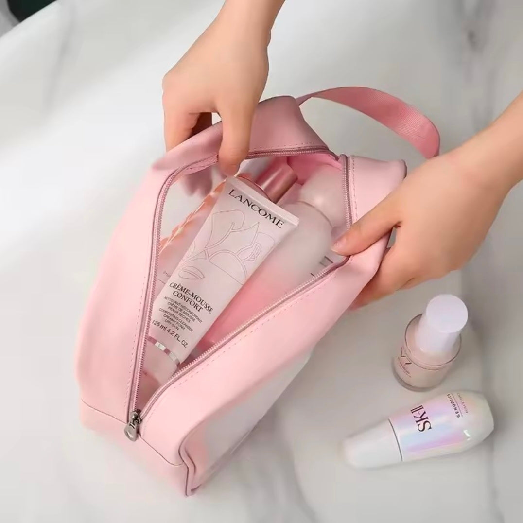 Portable Makeup Bag Large Capacity Make Up Brushes Lipstick Powder Travel Cosmetics Storage Toiletry Bag Waterproof Transparent