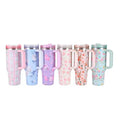 New Large Capacity 40oz Floral Car Vacuum Insulated Stainless Steel 304 Water Bottle Portable Inc king Cup for Vehicle use