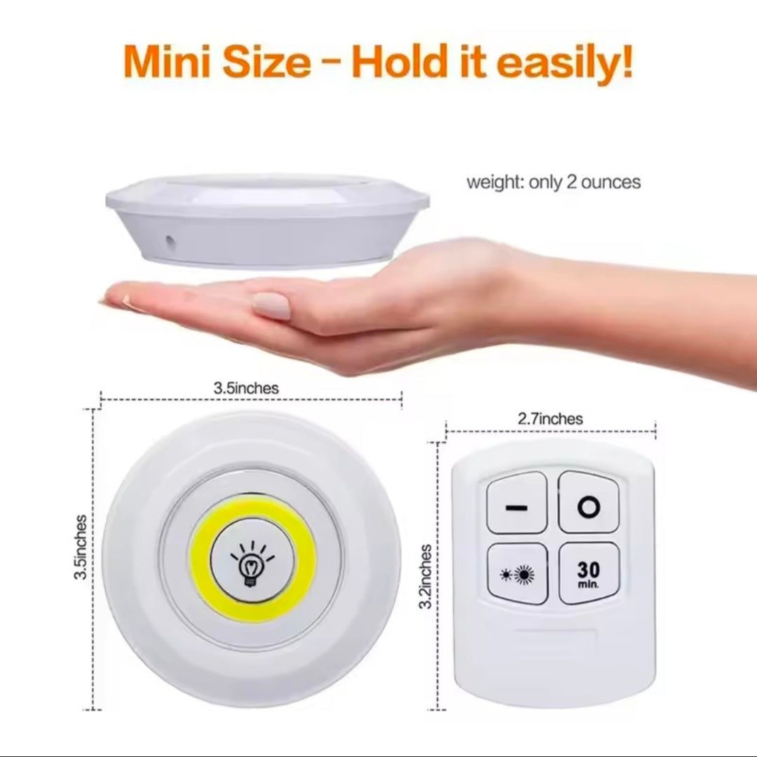 Remote Control Mini Light LED Under Cabinet Light Wireless Remote Control Dimmable Wardrobe Home Bedroom Kitchen  Closet Light
