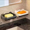 Bathroom Soap Dish Free Punch Wall Mount Sticker Soap Sponge Handle Organizer Double Drain Dish With Hooks Accessories