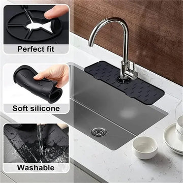 Silicone Faucet Mat – Kitchen Sink Splash Pad with Drainage