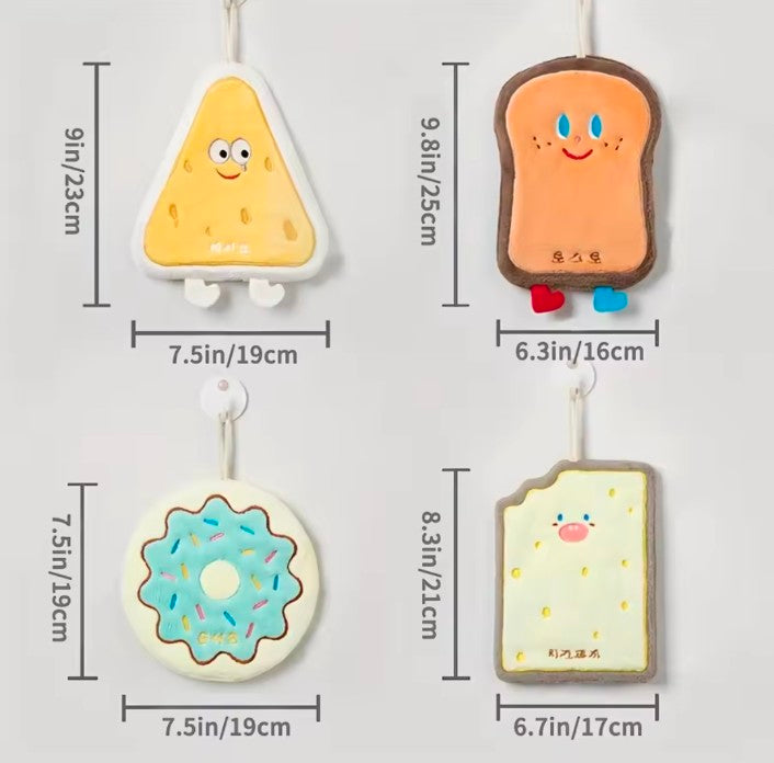 1PC Cute Cartoon Hanging Towel For Wiping Hands Absorbent Soft Towel With Hanging Loop For Bathroom Supplies