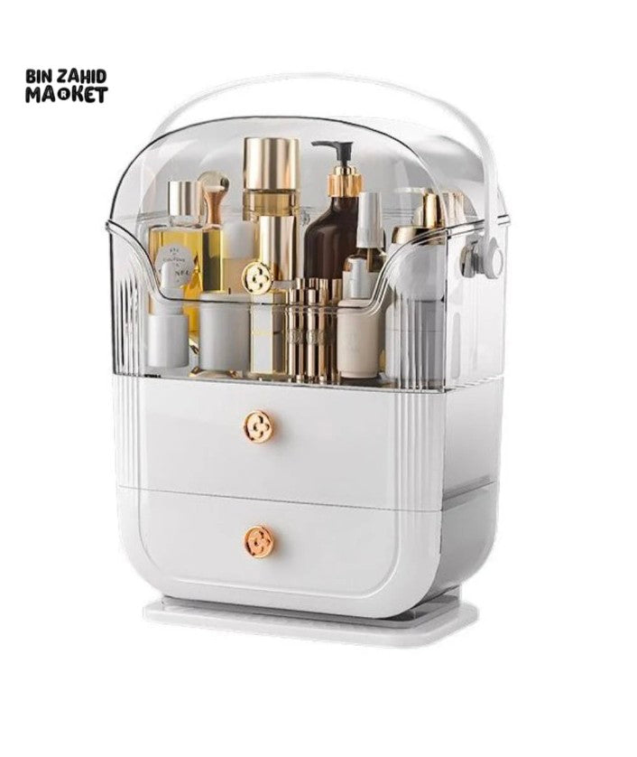 High-End Rotating Makeup Organizer with Mirror for Brushes & Lipsticks